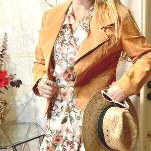 Sharon Young Orange Genuine Suede Western Cowgirl Jacket, size M